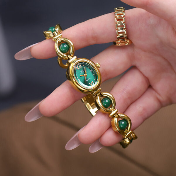 Gedi National Style Emerald Good-looking Bracelet Watch Niche High-grade Light Luxury Shell Pearls Exquisite Women's Quartz Watch - Image 9