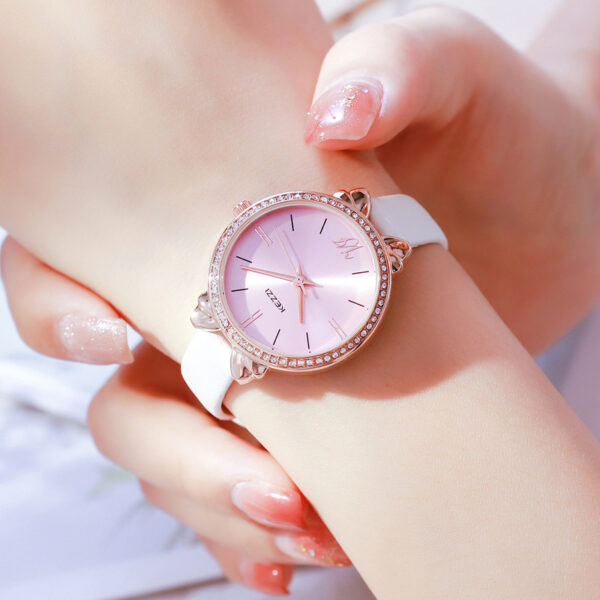 Women's Diamond-embedded Simple Elegant Belt Quartz Waterproof Watch - Image 5